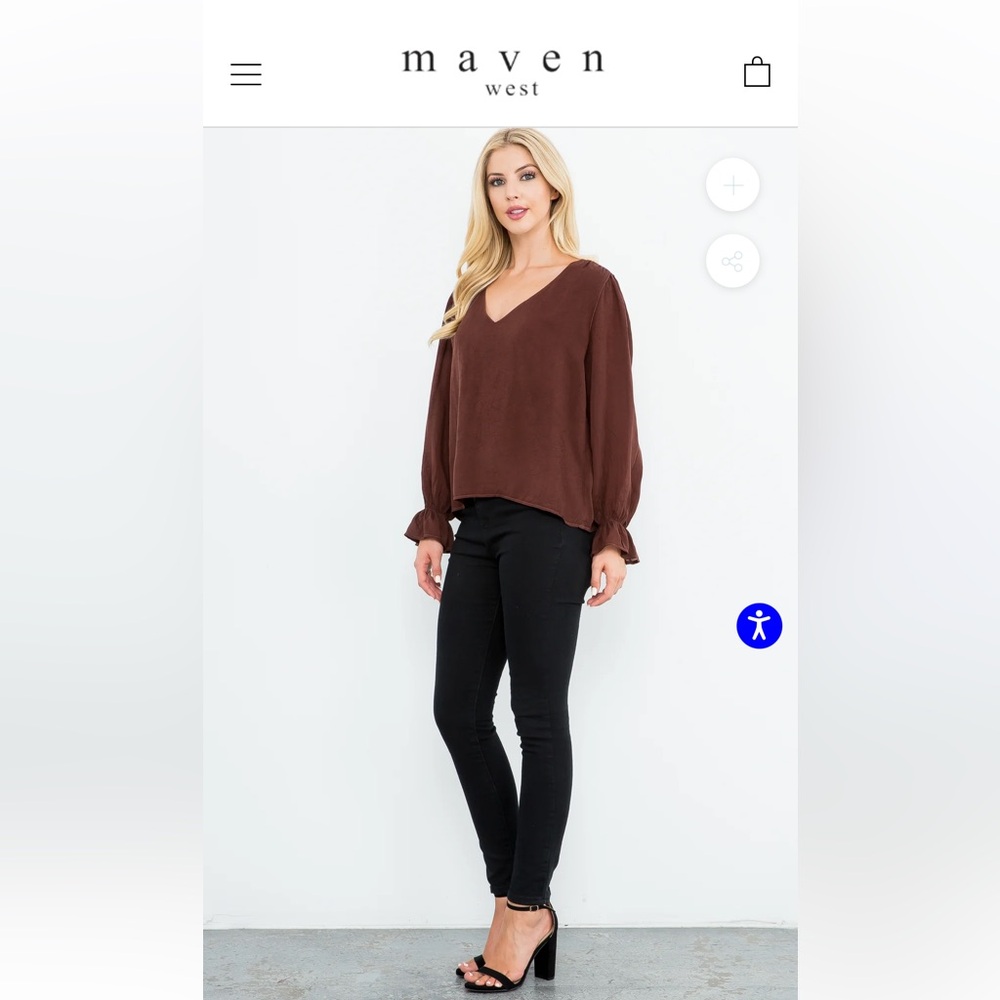Maven West brown V-Neck Blouse
